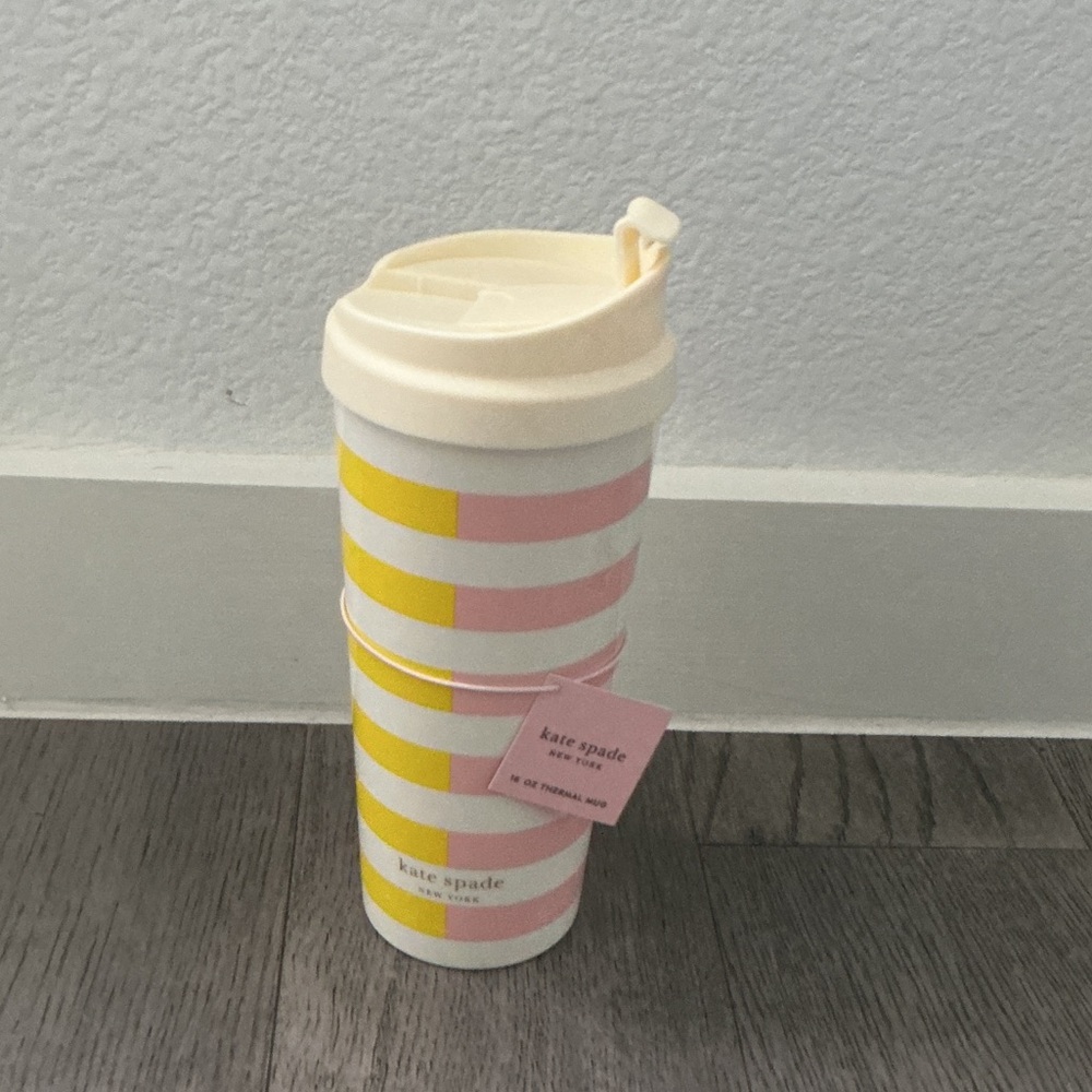 Kate Spade Pink and Yellow Striped Insulated Tumbler